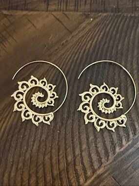 Gold Spiral Filigree Hoop Earrings - Women Jewelry